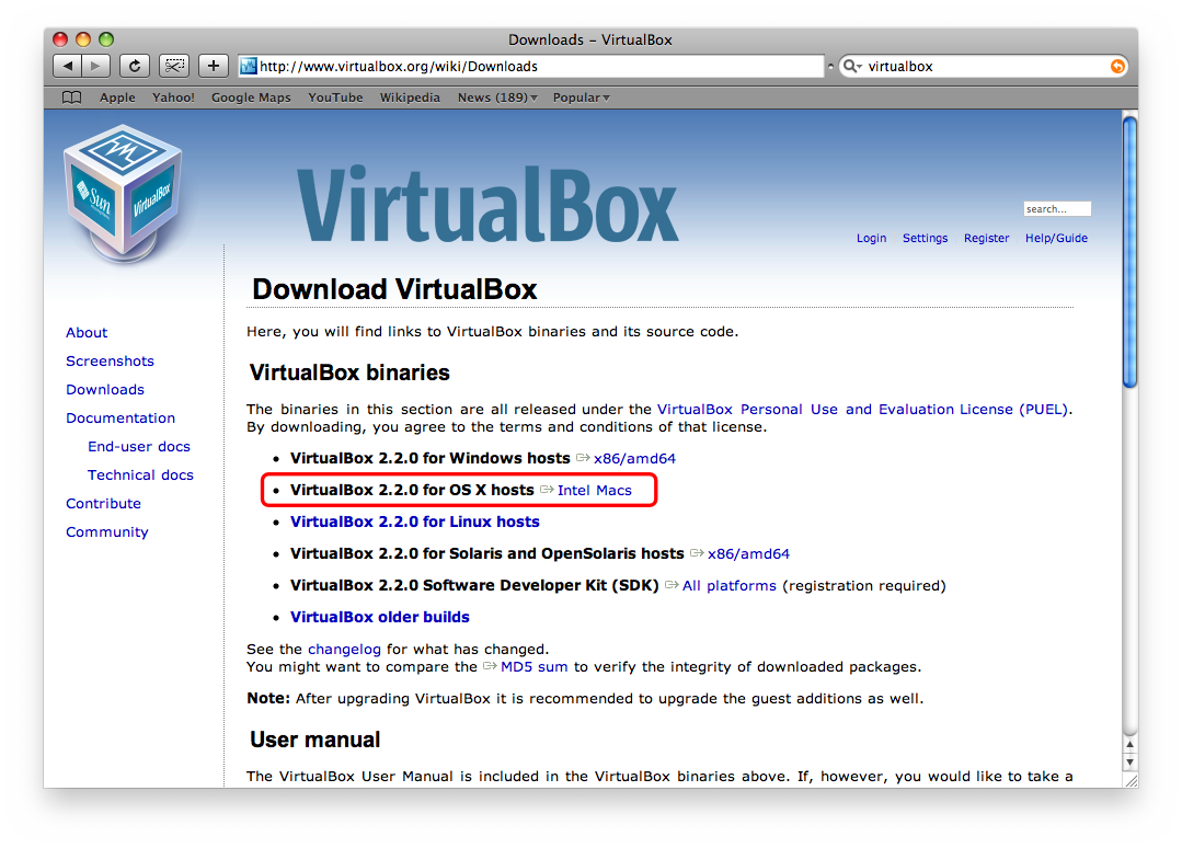 installing virtualbox for mac
